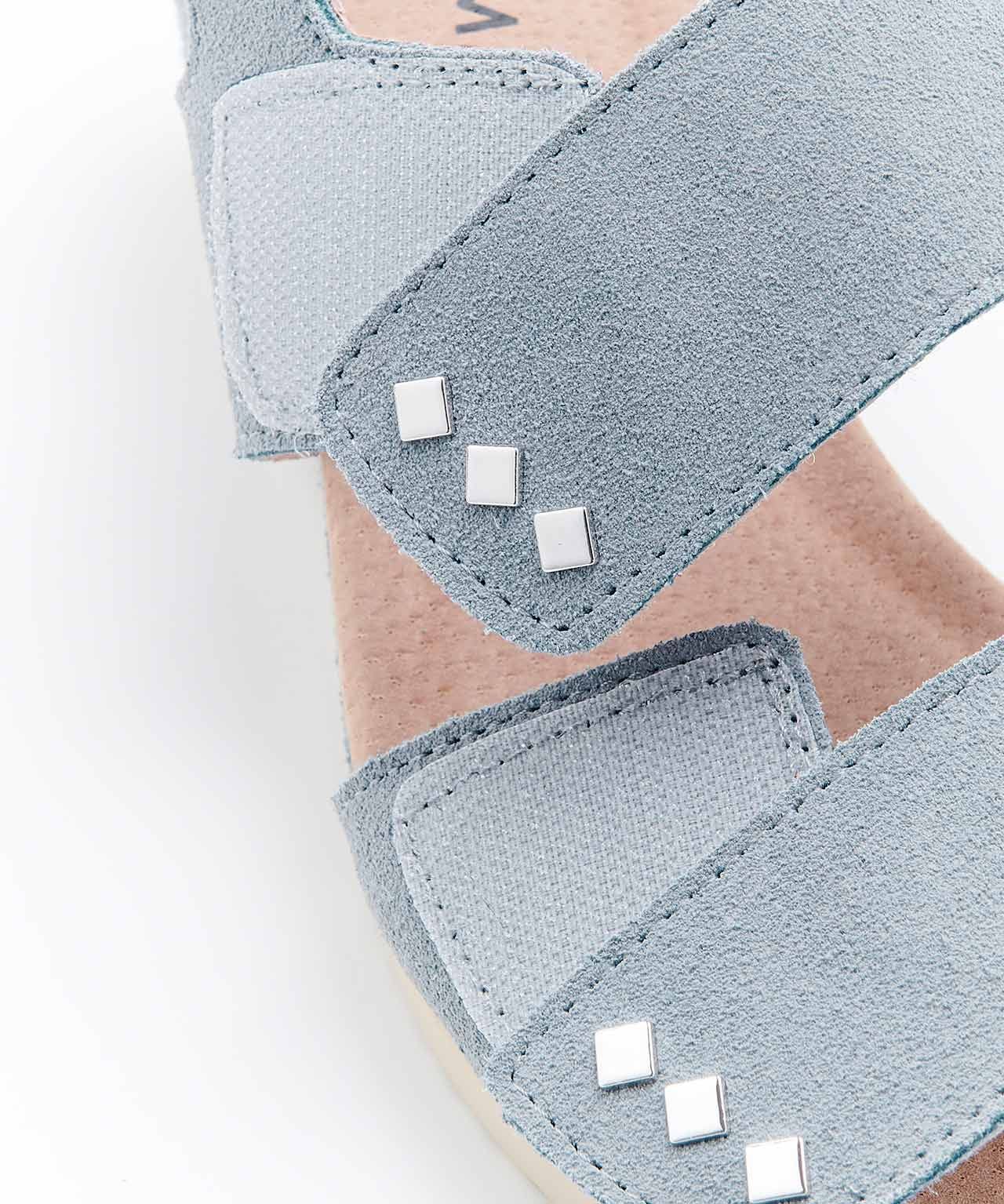 Touch Fasten Suede Wedge Sandal 