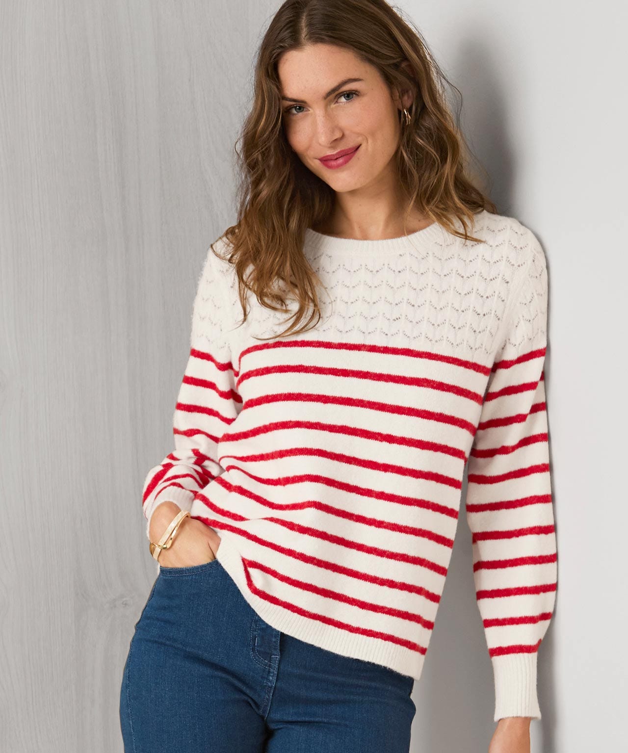 Thermolactyl Stripe Pointelle Jumper 