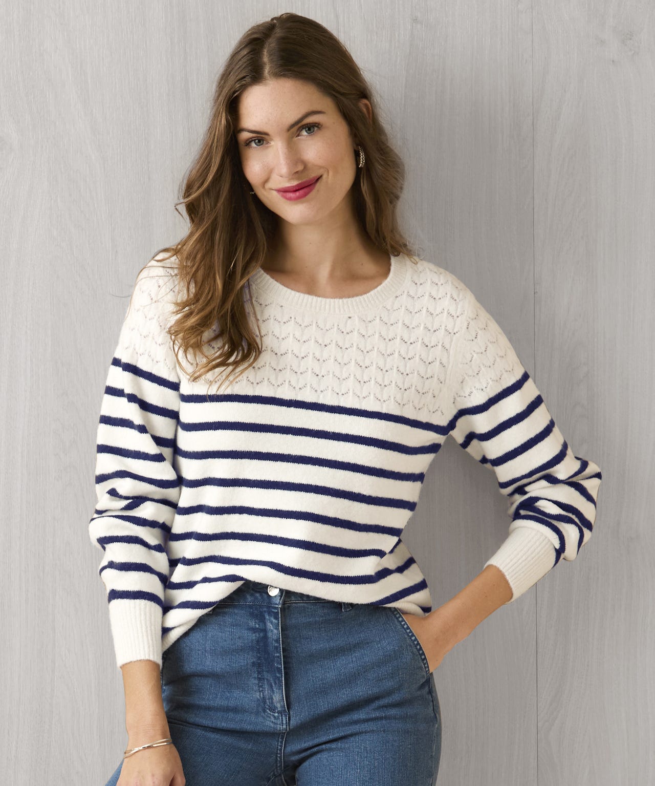 Thermolactyl Stripe Pointelle Jumper 