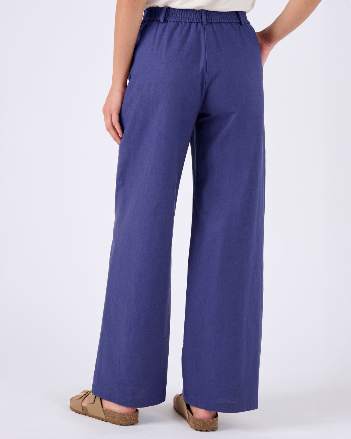 Linen Rich Wide Leg Trousers 