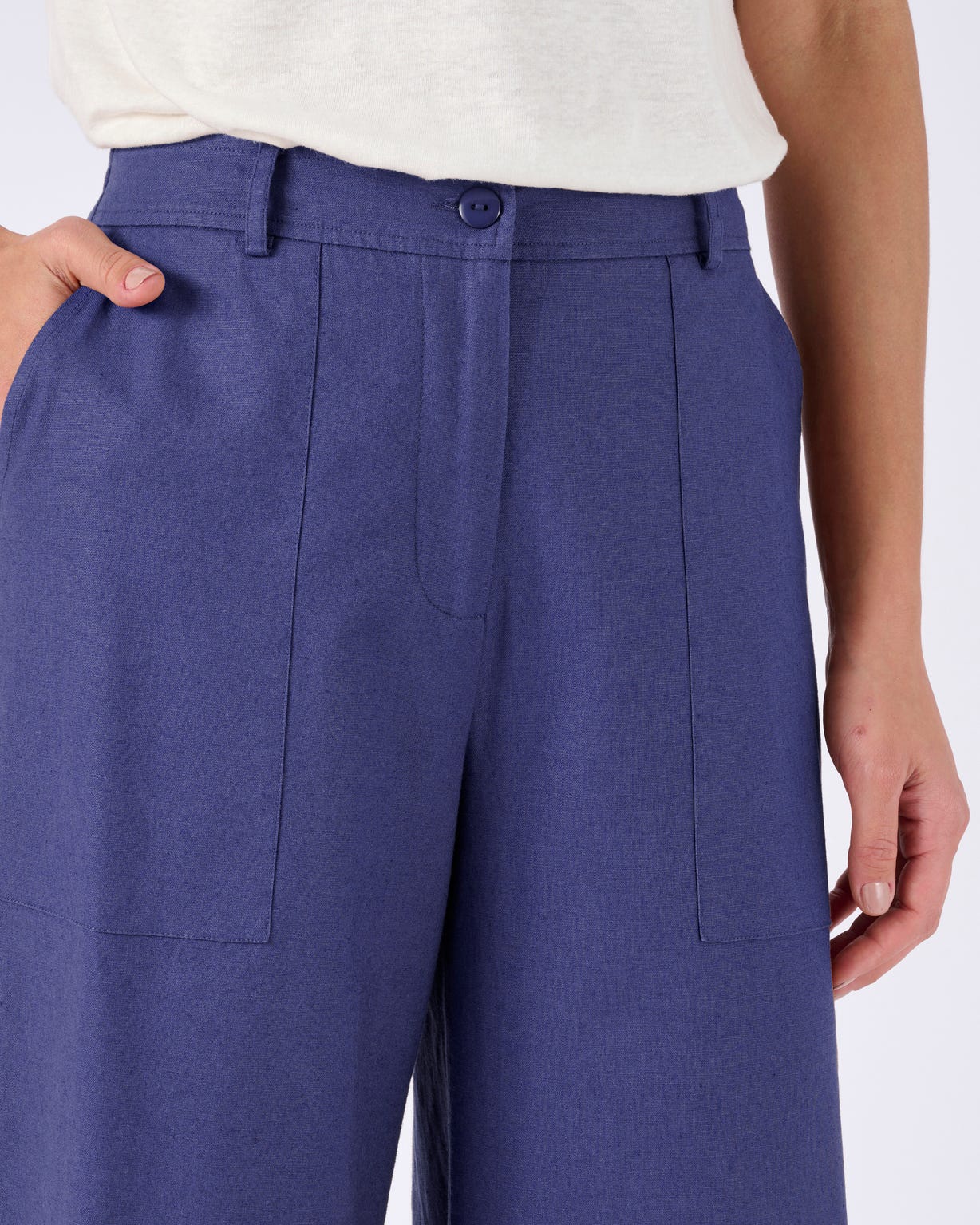 Linen Rich Wide Leg Trousers 