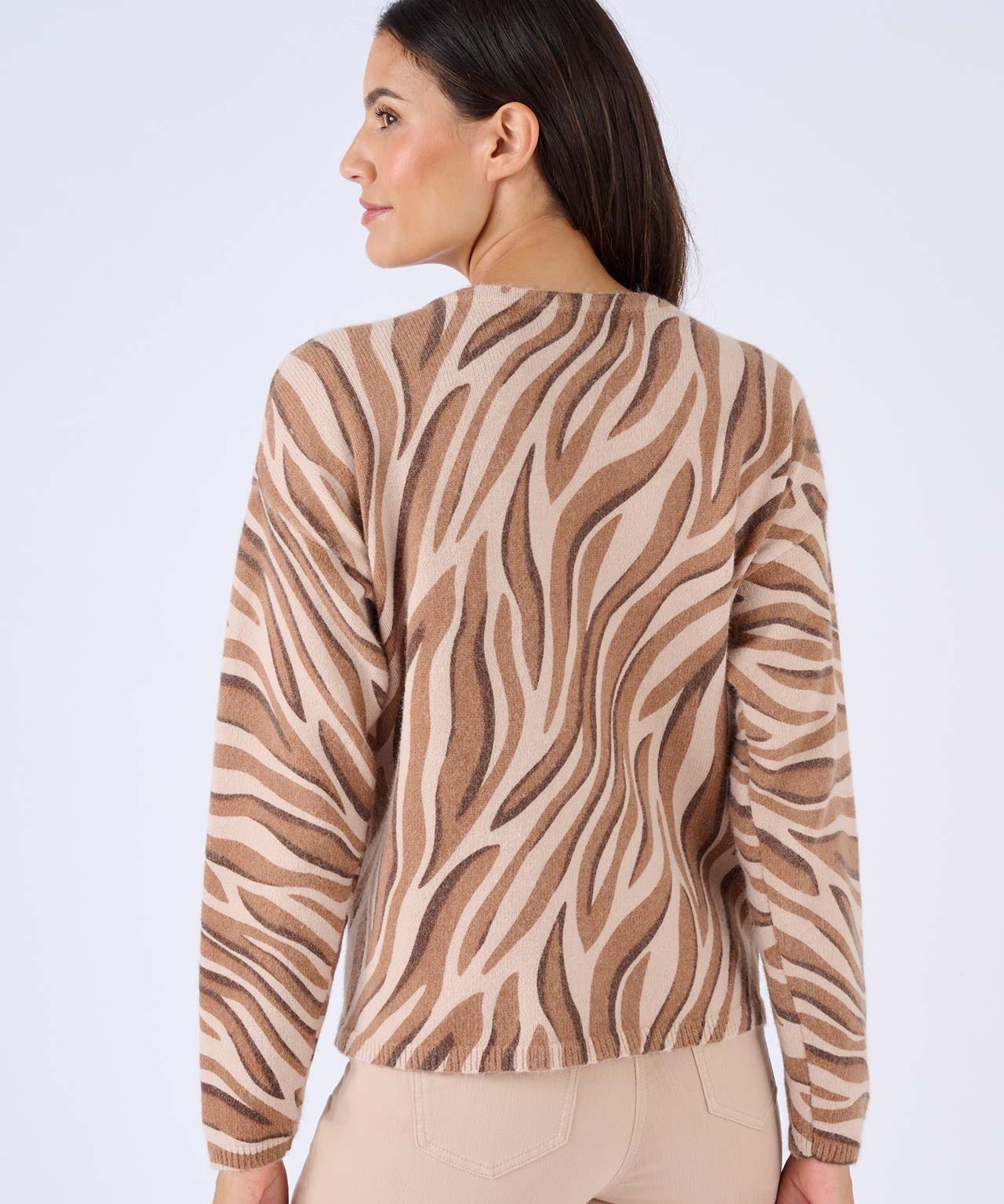 Printed Thermolactyl Print V-Neck Cardigan 