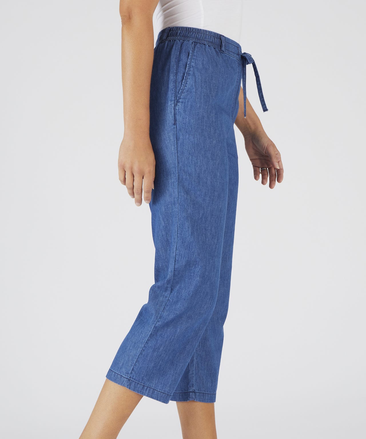 Cropped Pull-on Cotton Trousers 