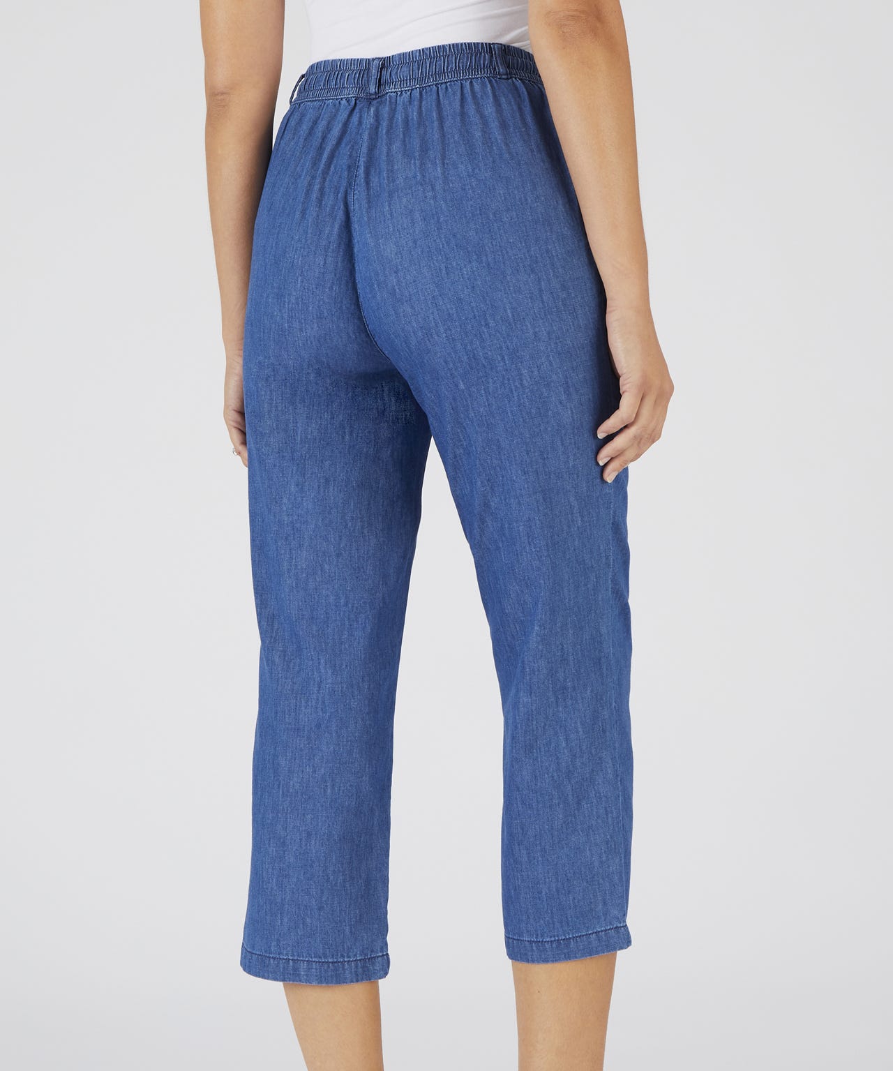 Cropped Pull-on Cotton Trousers 