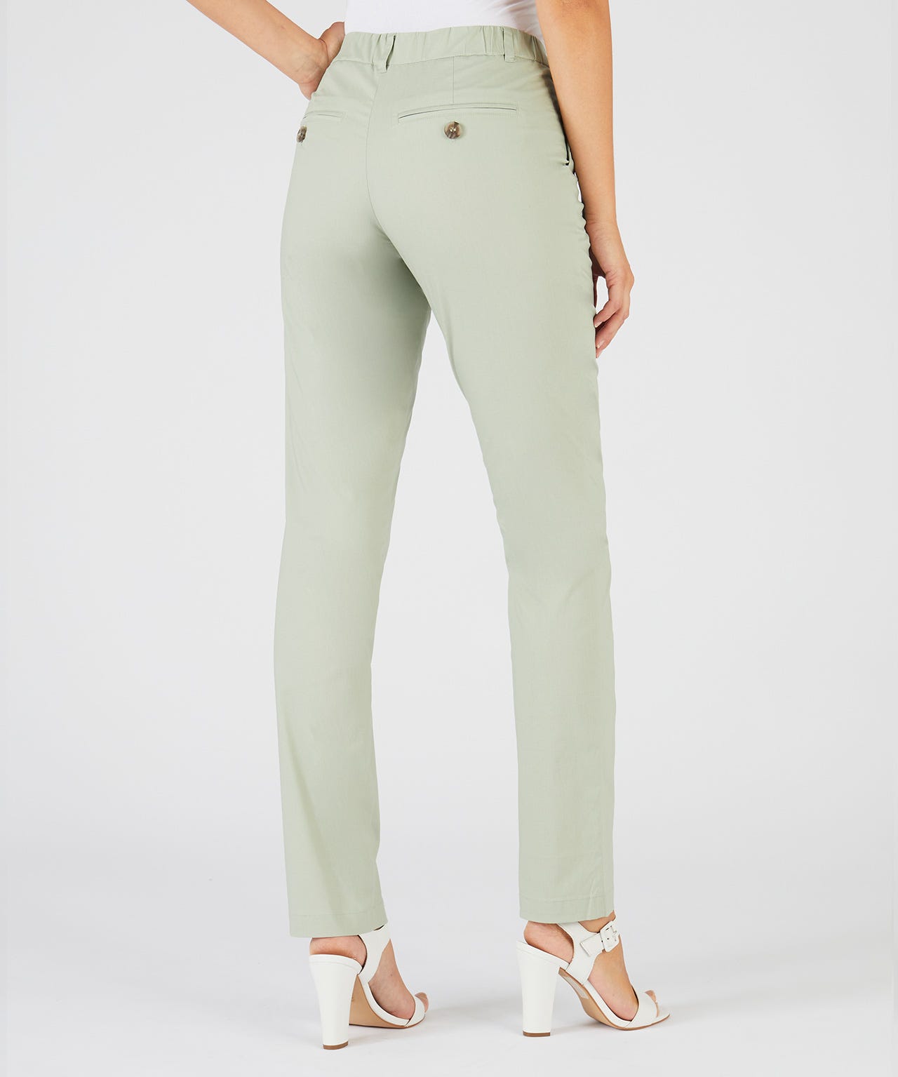 Narrow Leg Stretch Cotton Trousers 