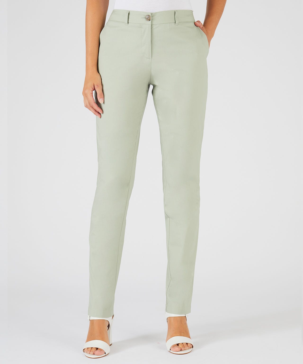 Narrow Leg Stretch Cotton Trousers 
