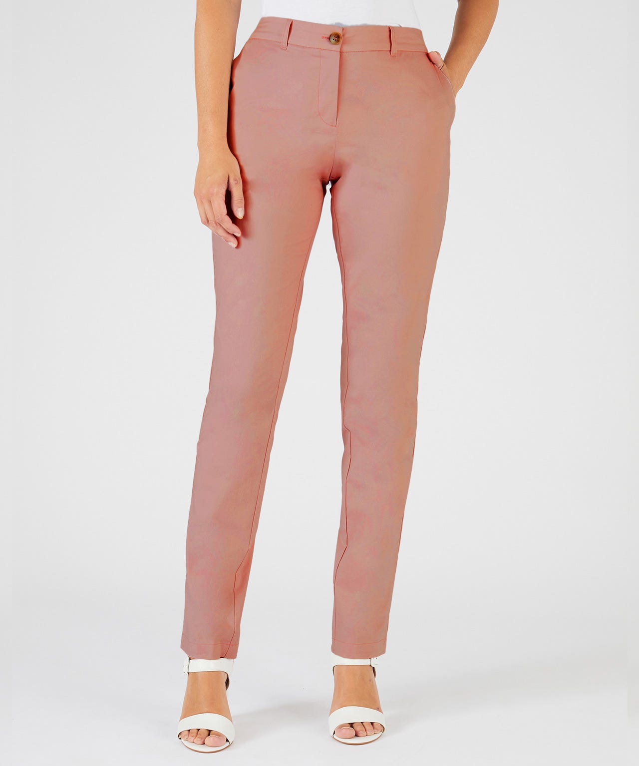 Narrow Leg Stretch Cotton Trousers 
