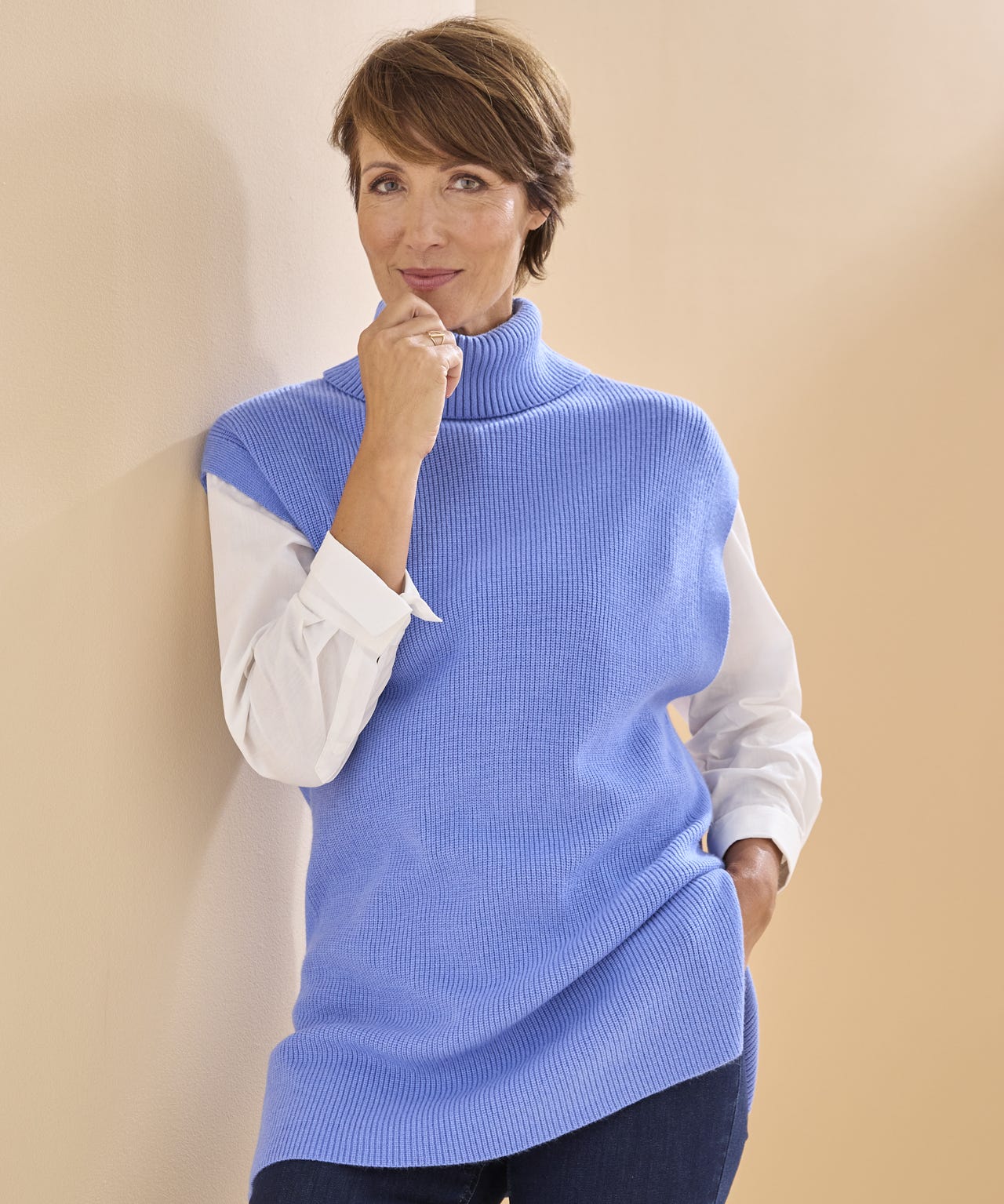 Roll Neck Ribbed Jumper