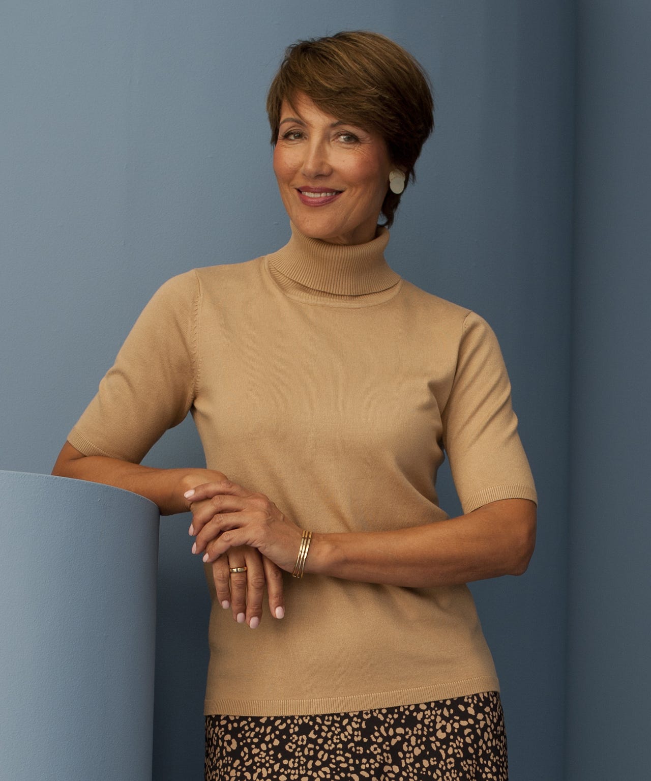 Short Sleeve Roll Neck Jumper 