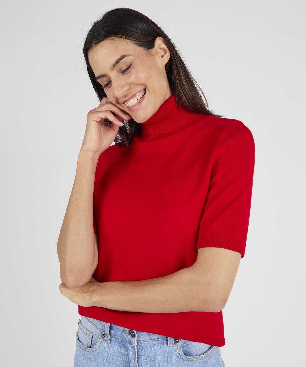 Short Sleeve Roll Neck Jumper 