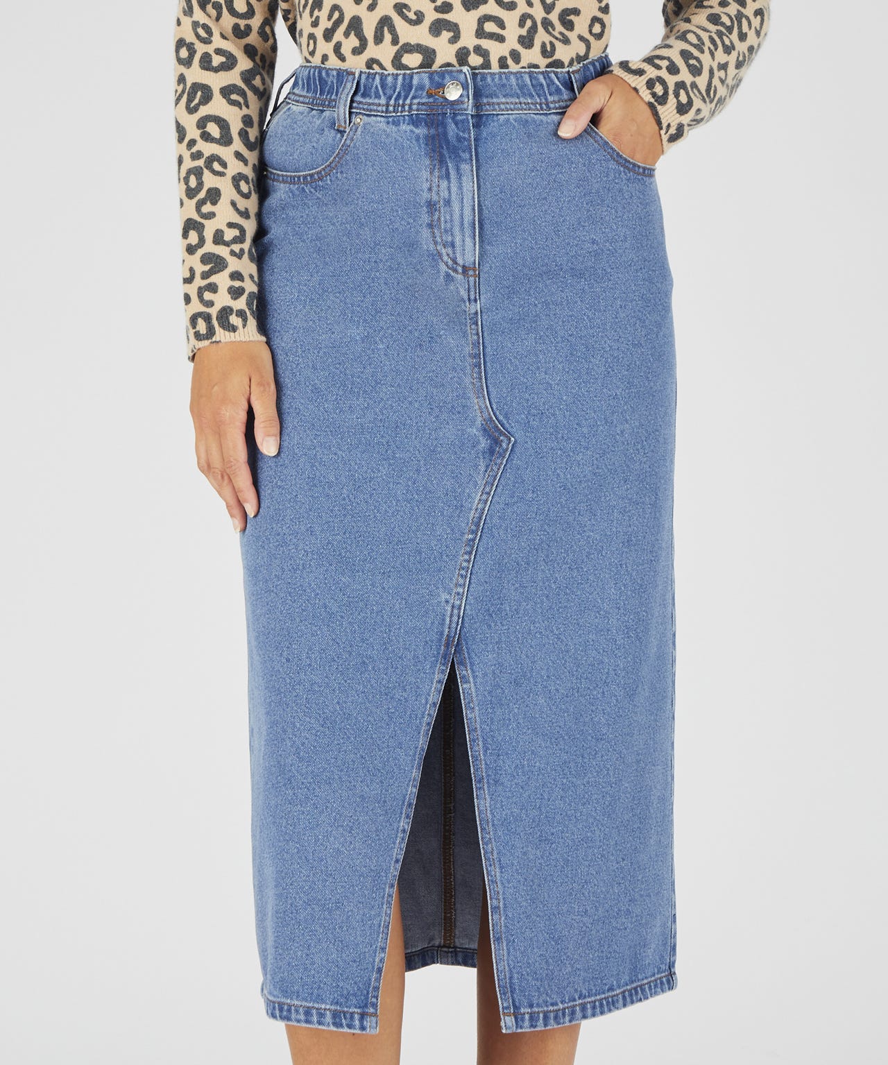 Denim Midi Skirt 
