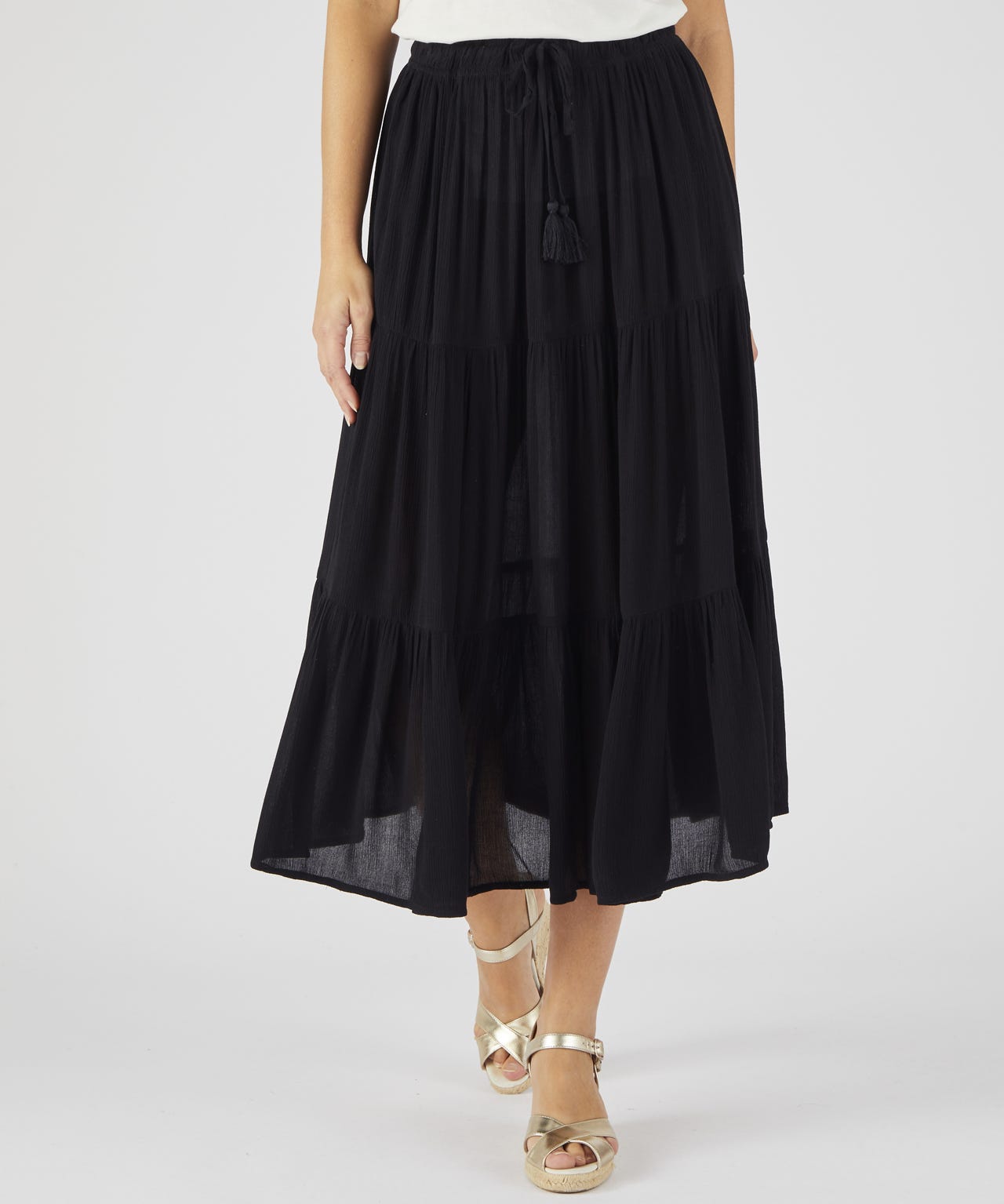 Crinkle Tiered Skirt