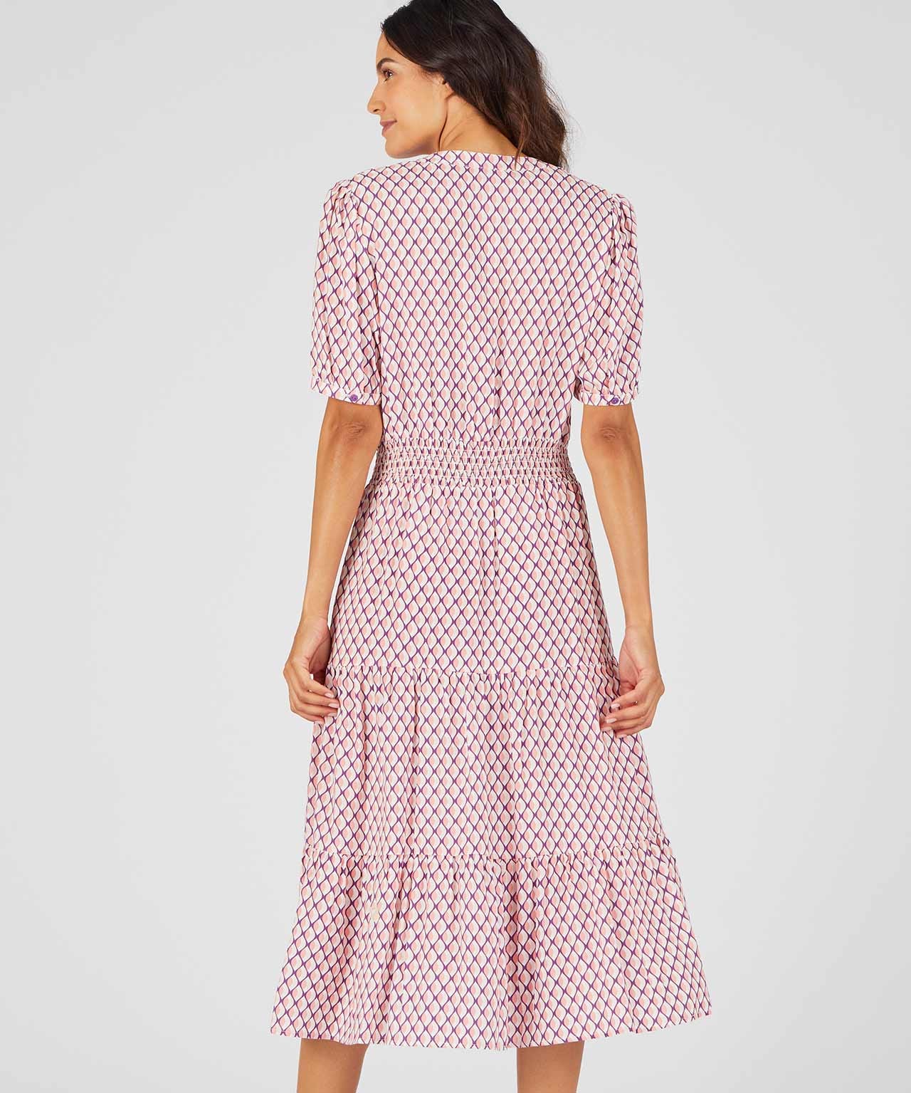 Elasticated Waist Tiered Print Dress
