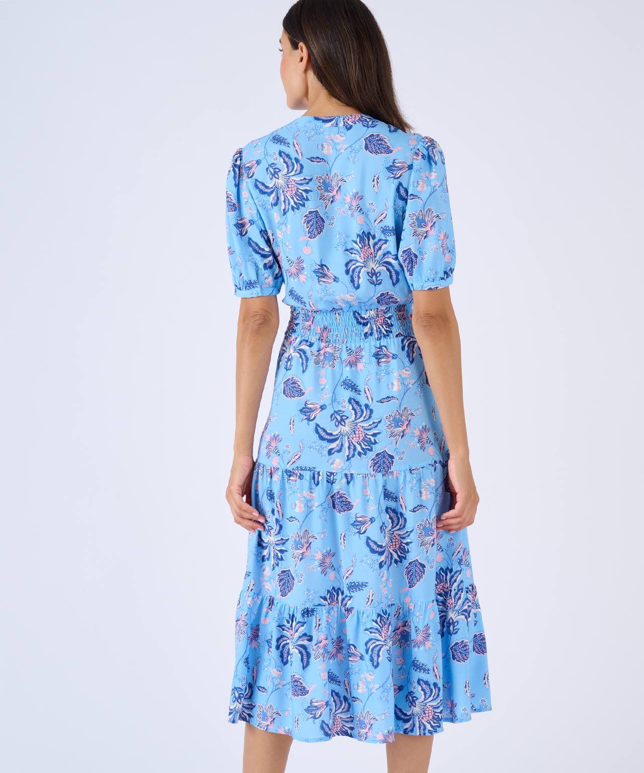 Elasticated Waist Tiered Print Dress 