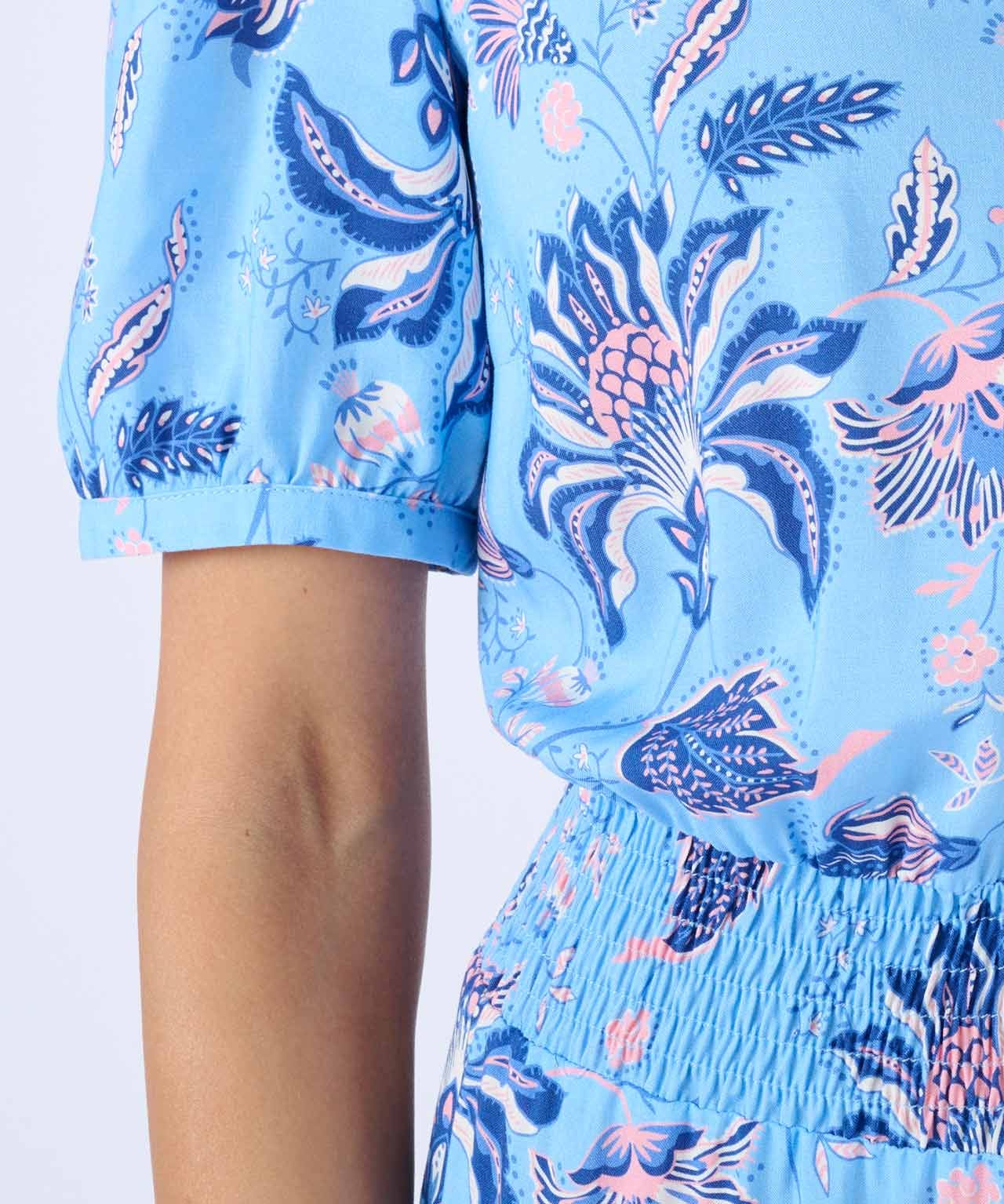 Elasticated Waist Tiered Print Dress 