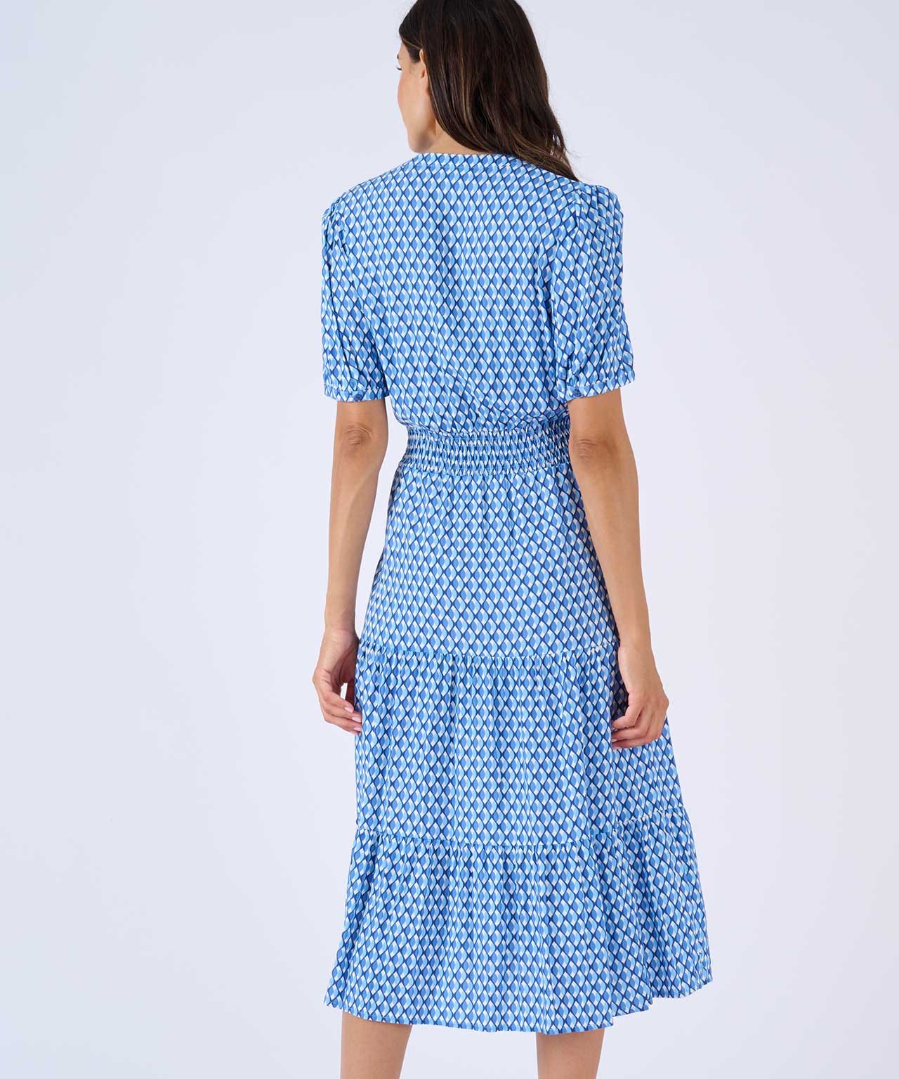 Elasticated Waist Tiered Print Dress 