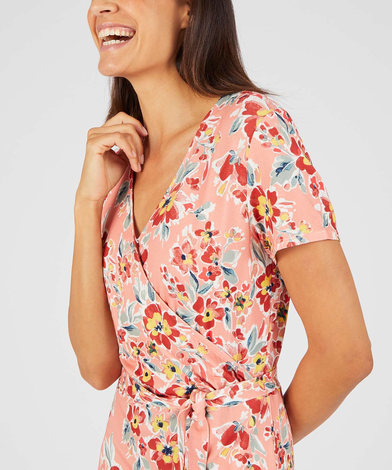 Jersey Print Mock Wrap Dress