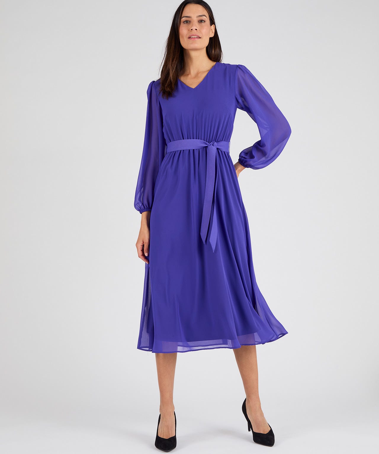 V Neck Elastic Waist Dress