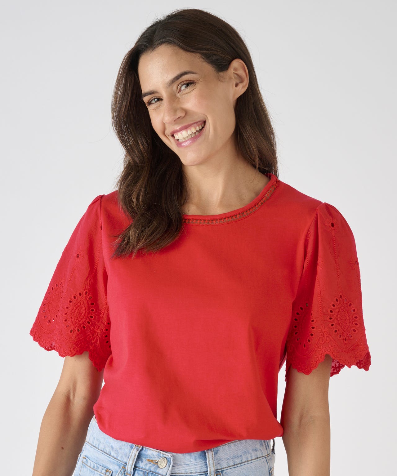 Broderie Anglais Detail T-shirt 