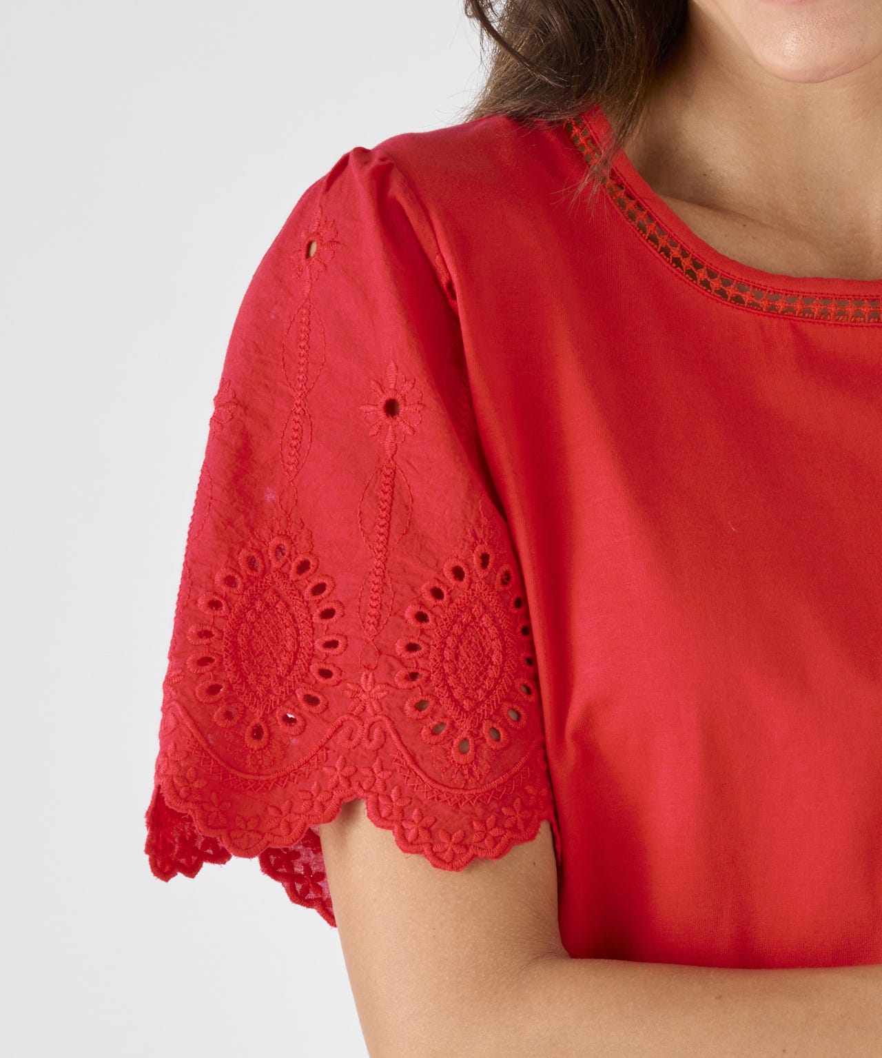 Broderie Anglais Detail T-shirt 
