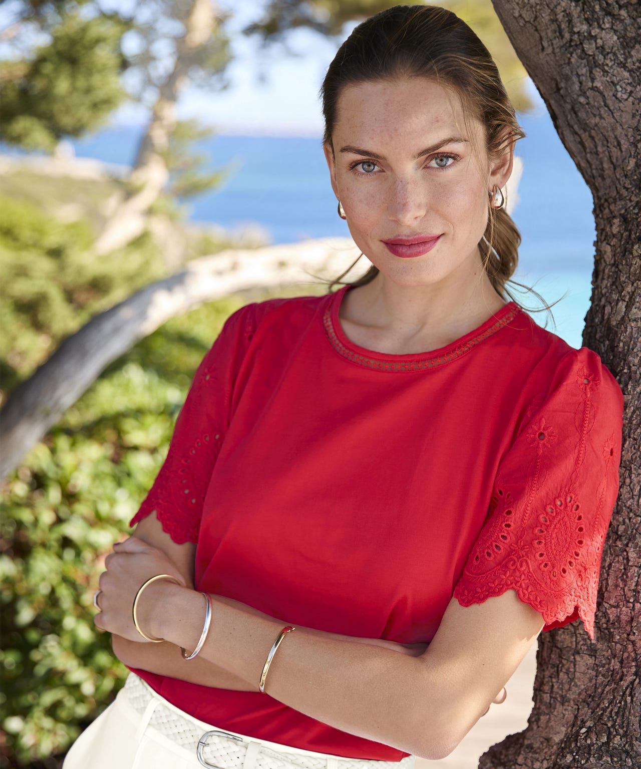 Broderie Anglais Detail T-shirt 