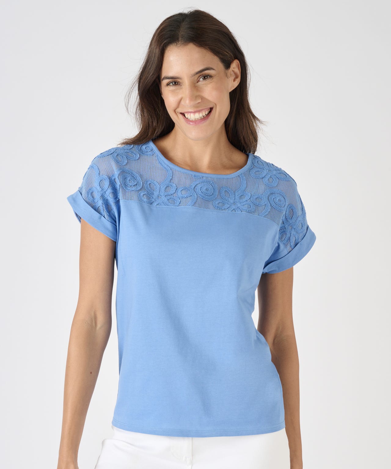 Lace Detail Short Sleeve Top 