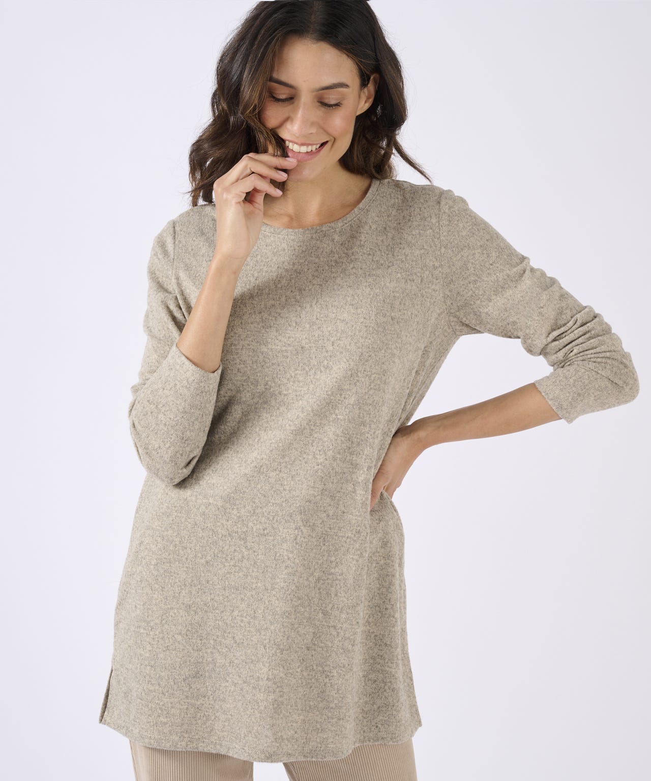 Damart Women's Beige Marl Warm Knit Tunic