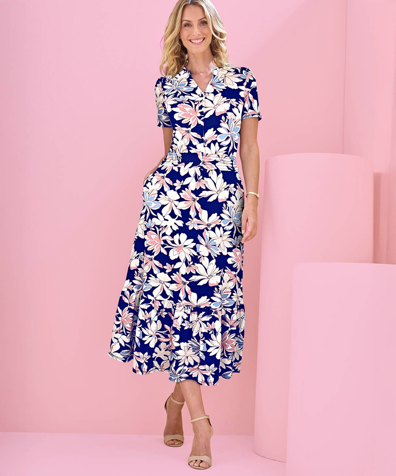 Printed Jersey Frill Hem Dress 