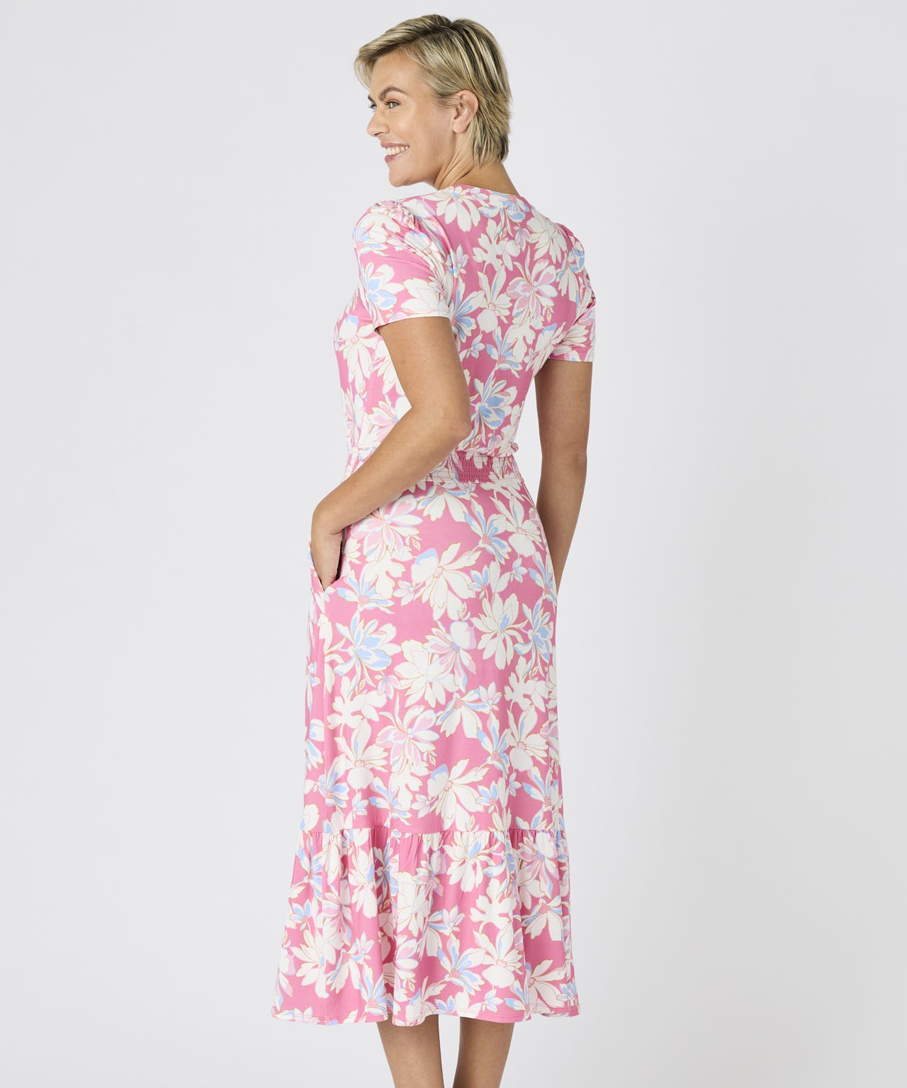 Printed Jersey Frill Hem Dress 
