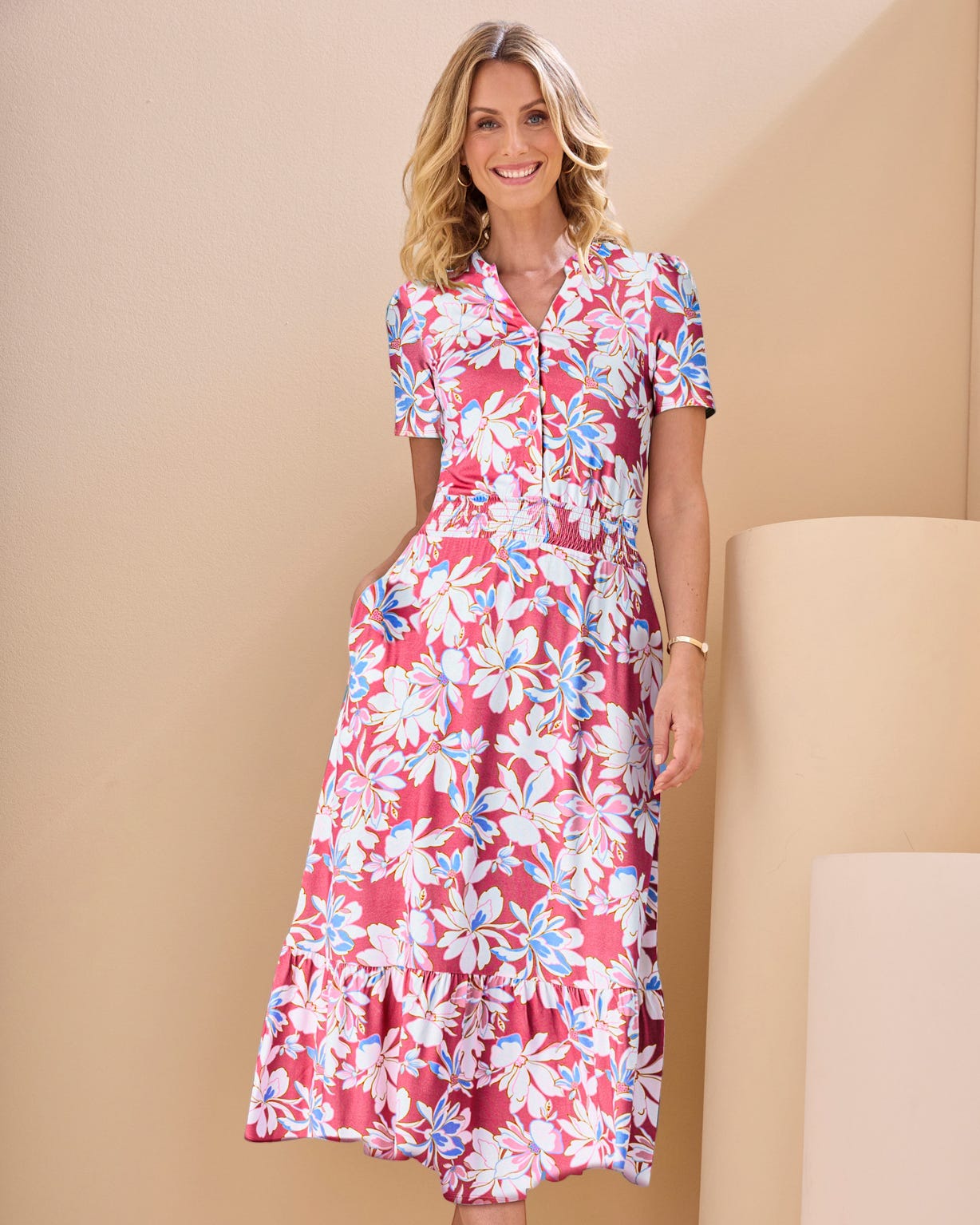 Printed Jersey Frill Hem Dress 