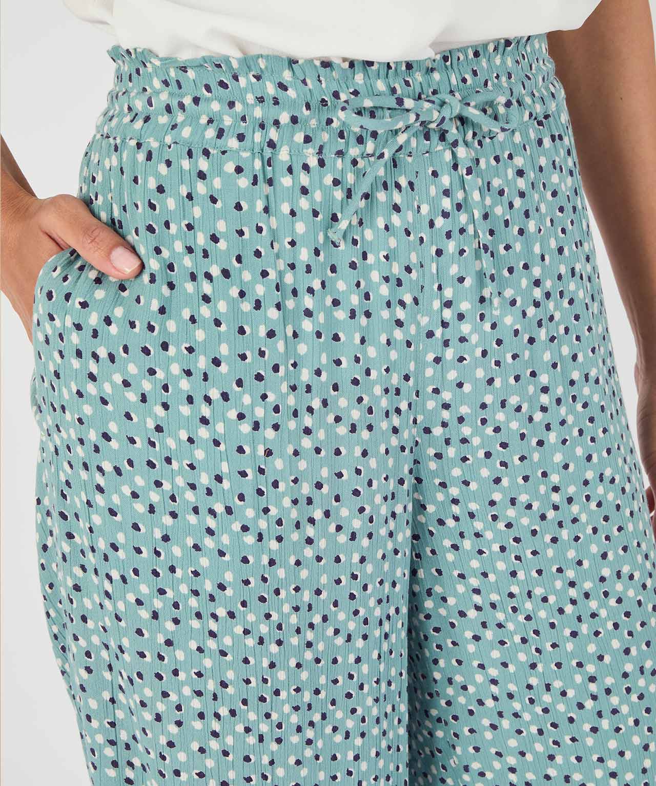 Wide-leg Crinkle Trousers 