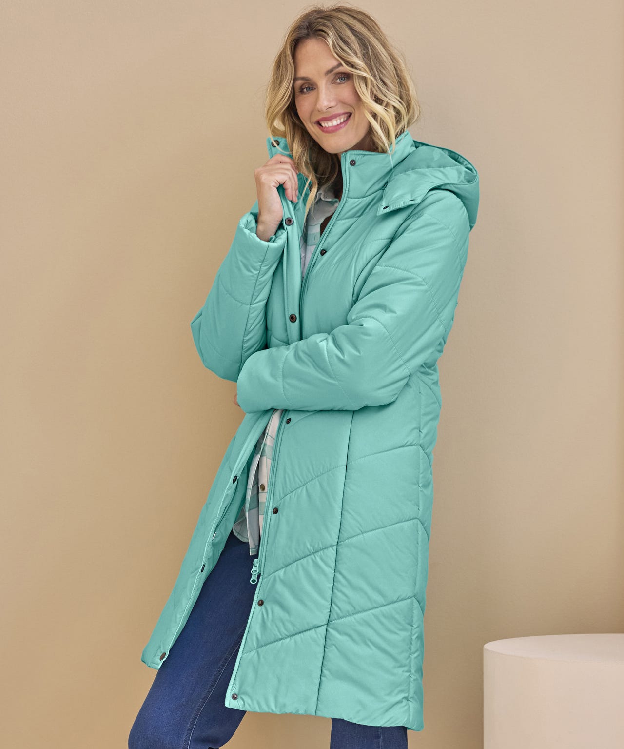Damart Women's Turquoise Padded Longline Parka