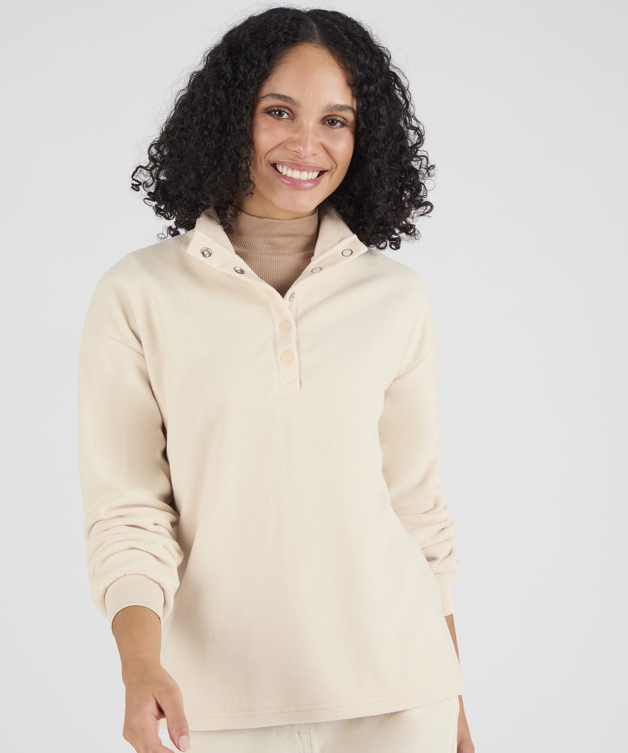 Damart Women's Cream Funnel Neck Fleece