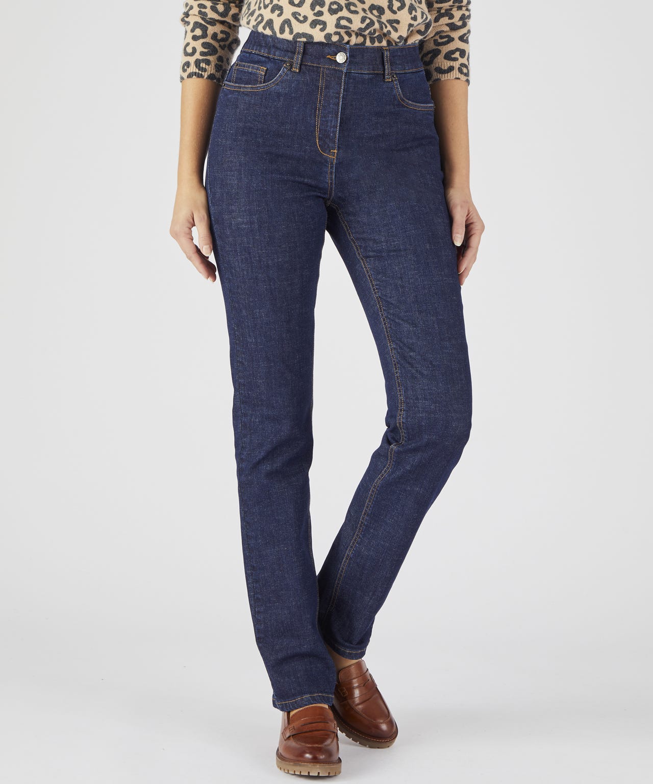 Damart Women's Indigo Denim Straight-Leg Trousers