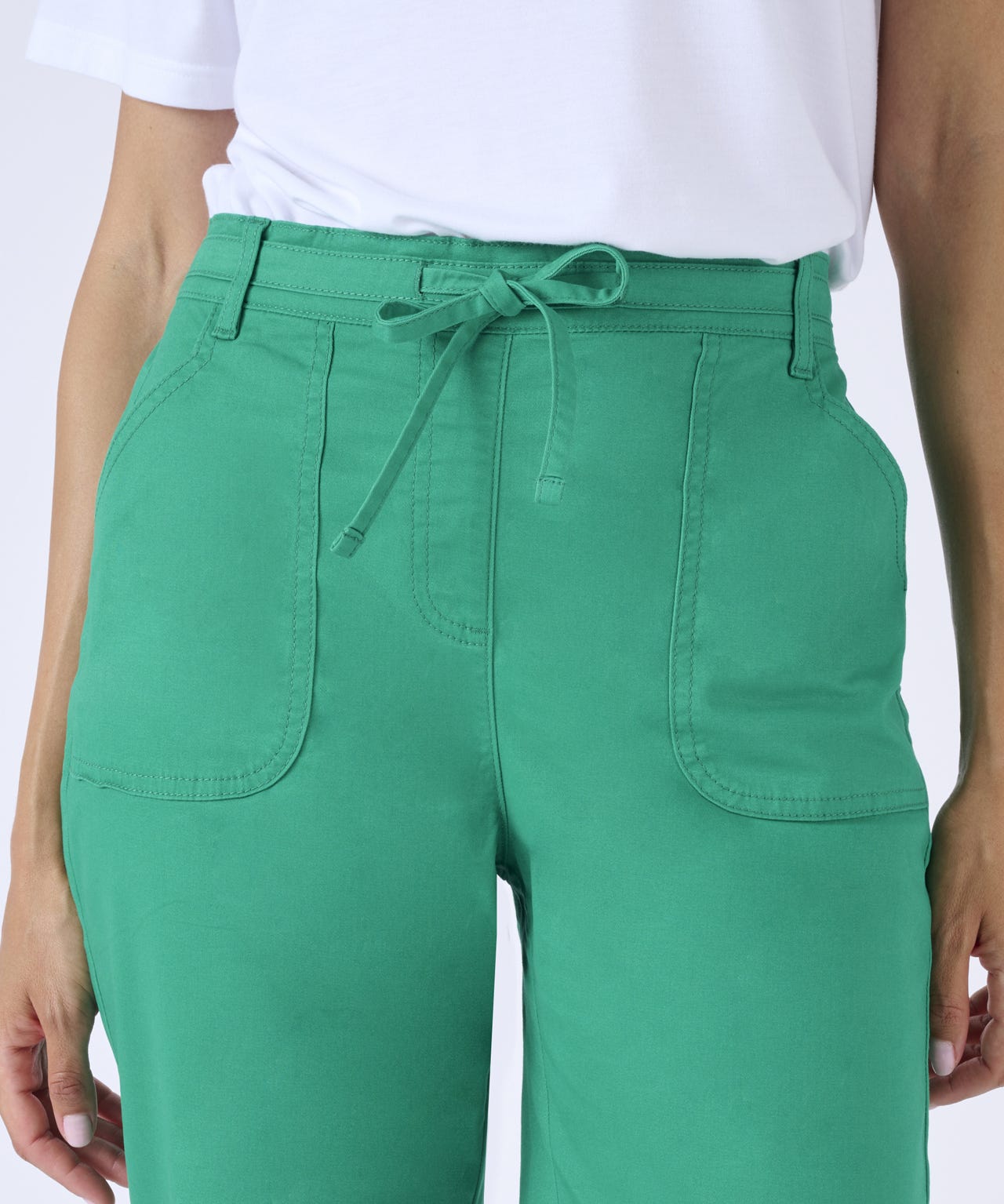 Crop Cotton Rich Pull-on Trousers 