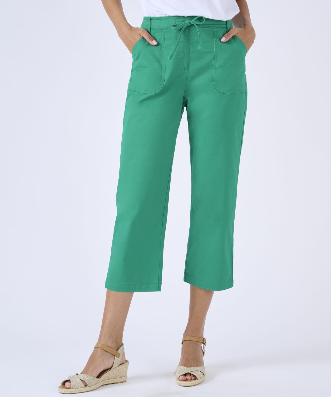 Crop Cotton Rich Pull-on Trousers 