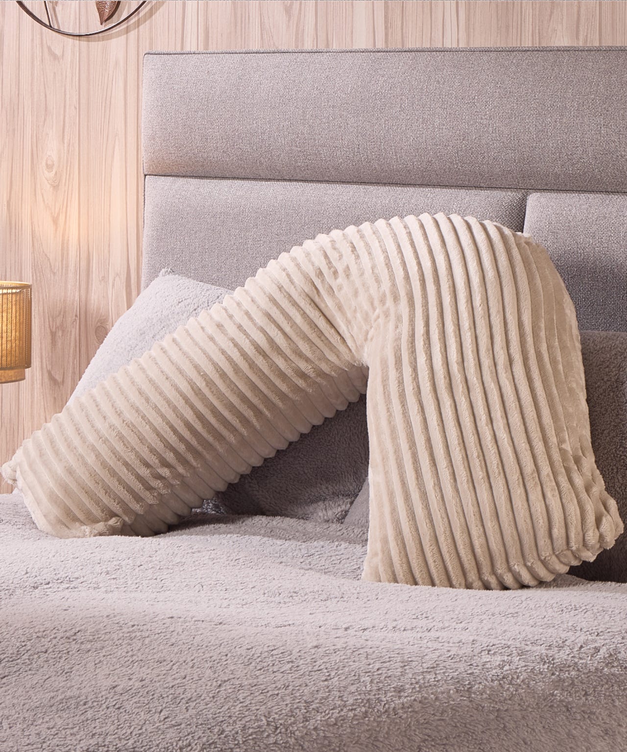 Velvet Cord V-Shaped Pillow