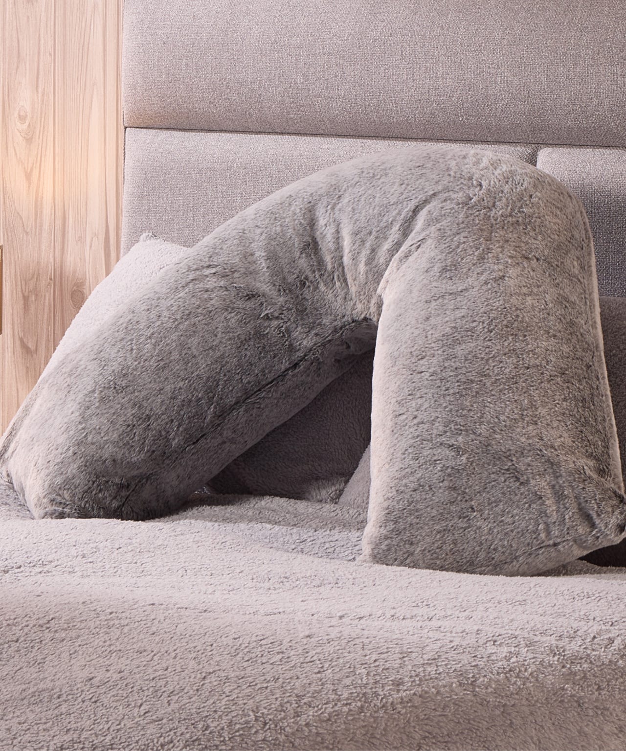 FAUX FUR V-SHAPE PILLOW