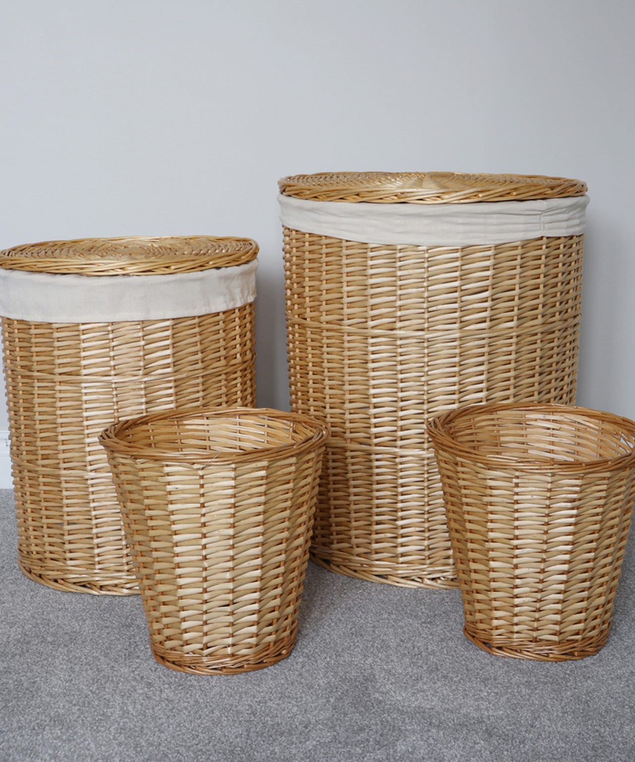4 Round Willow Laundry Baskets & Bins