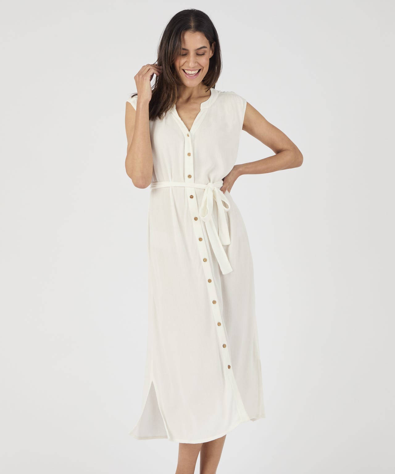 Button Through Crinkle Dress 
