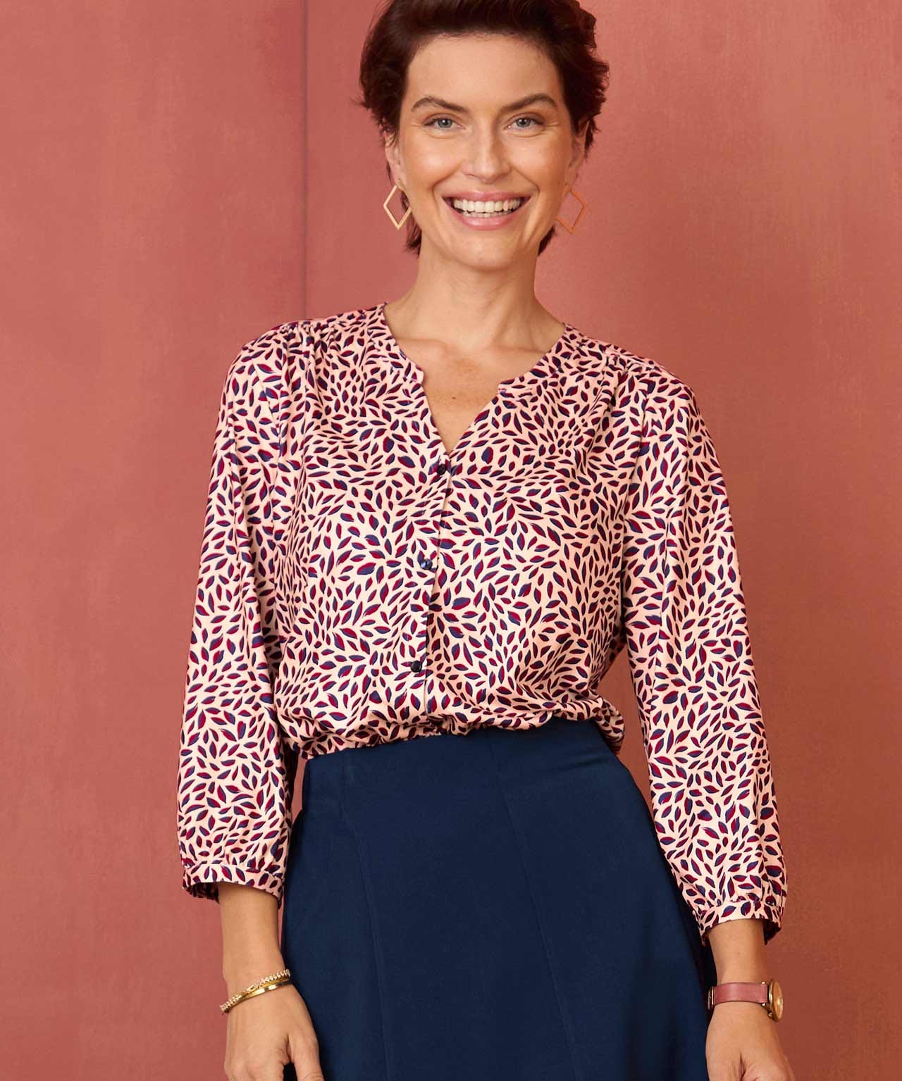 Print Brushed Finish Blouse