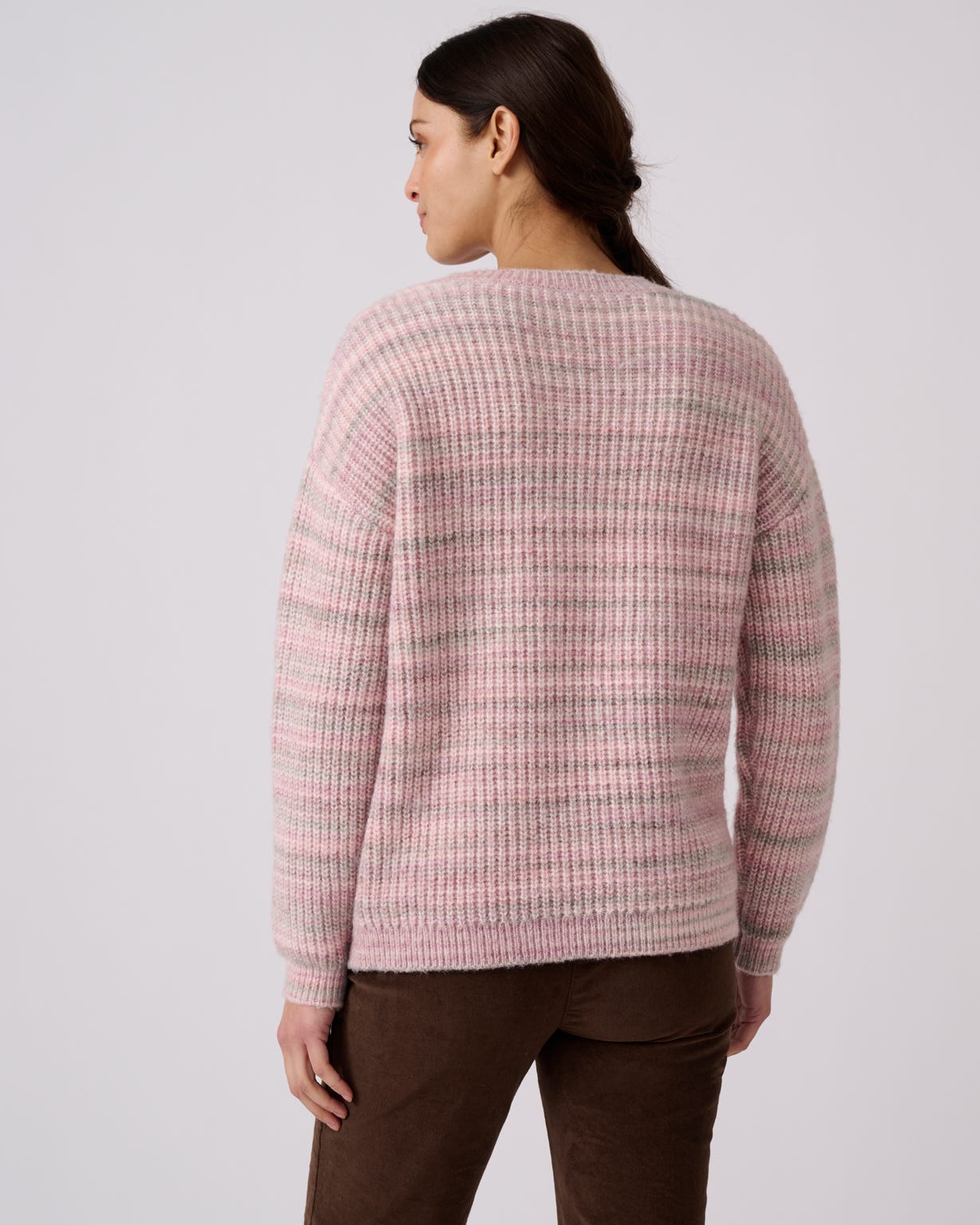 Stripe Ribbed V-Neck Jumper 