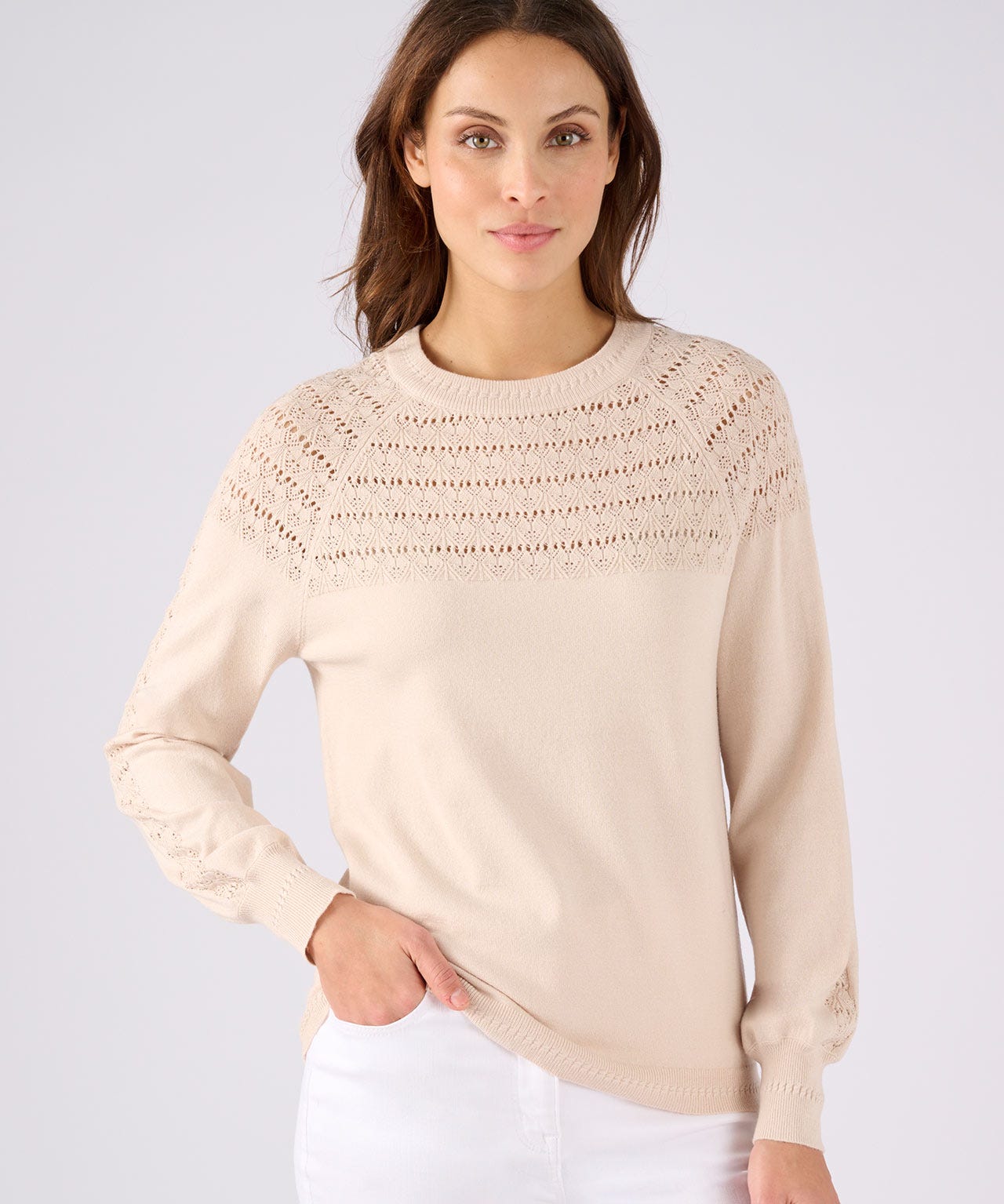 Balloon Sleeve Pointelle Jumper