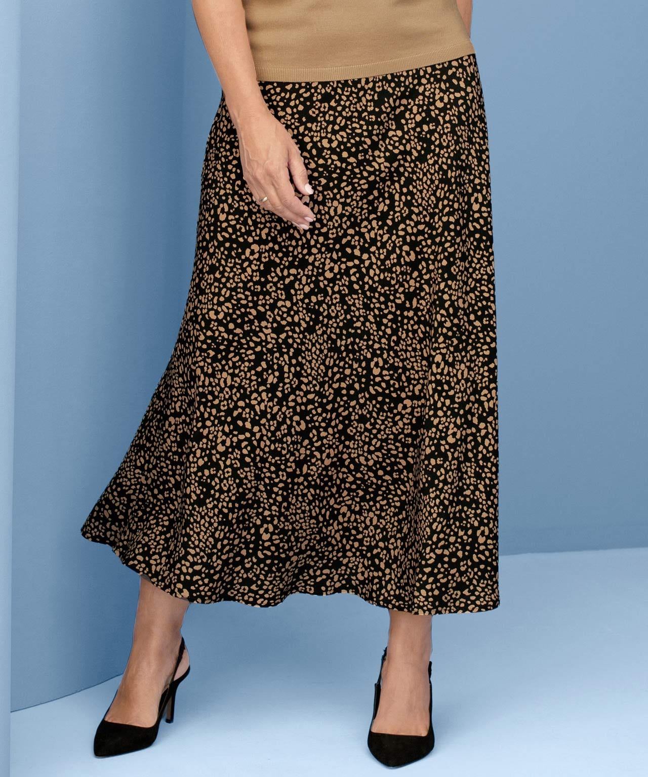 Pull-on Leopard Print Skirt