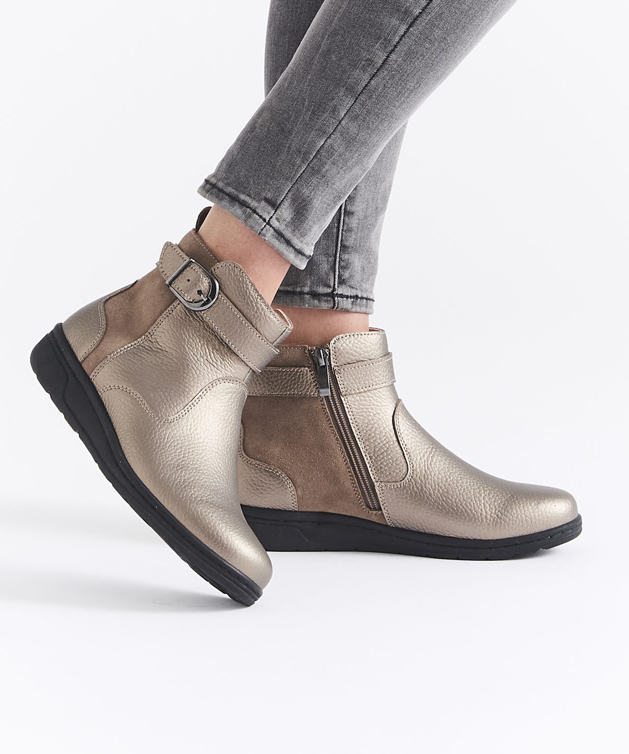 Amortyl Buckle Trim Ankle Boots 