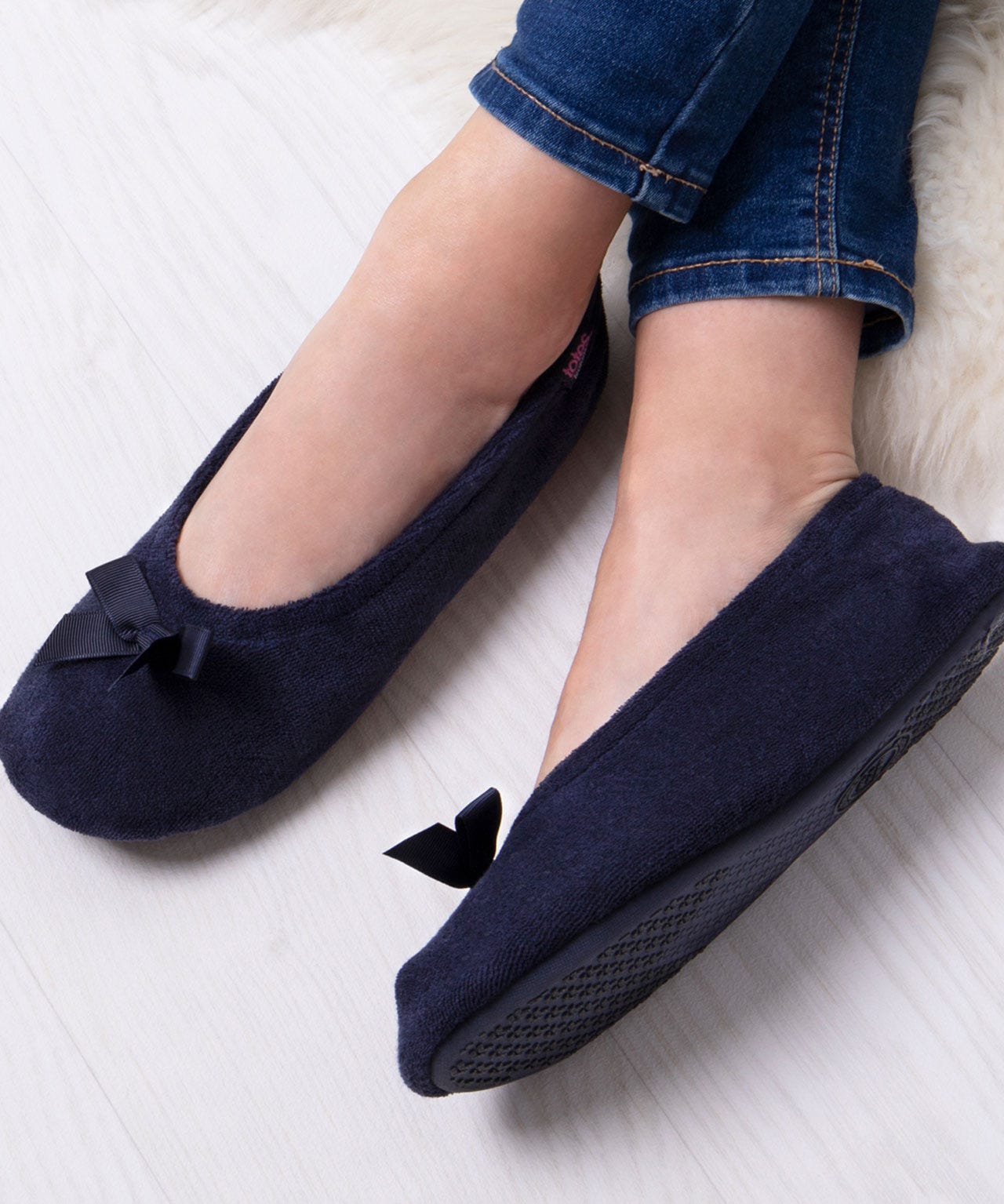 Totes Isotoner Ladies Terry Ballerina Slippers  