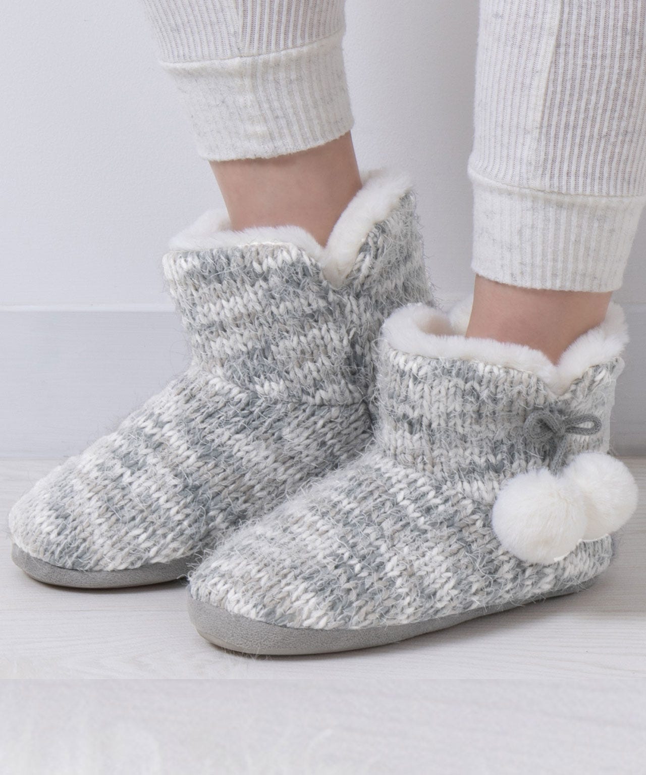 Totes Ladies Knitted Boot Slippers Slipper