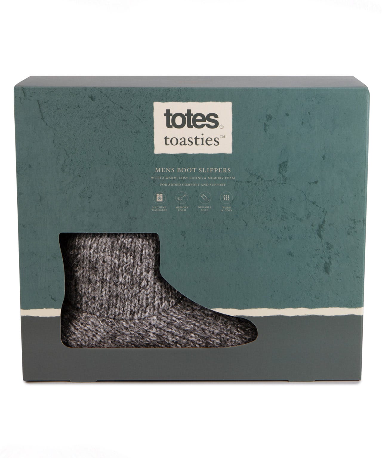 Totes Mens Knitted Short Boot Slipper