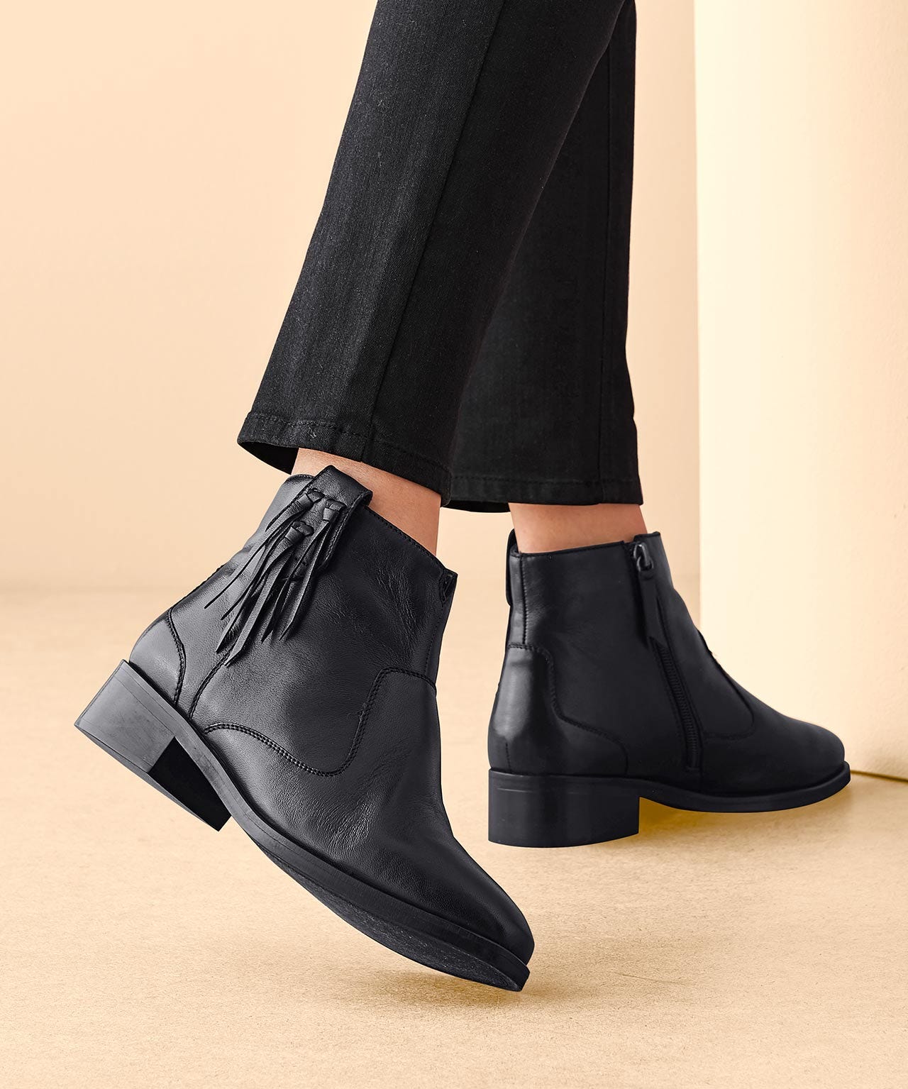 Tassel Trim Ankle Boots
