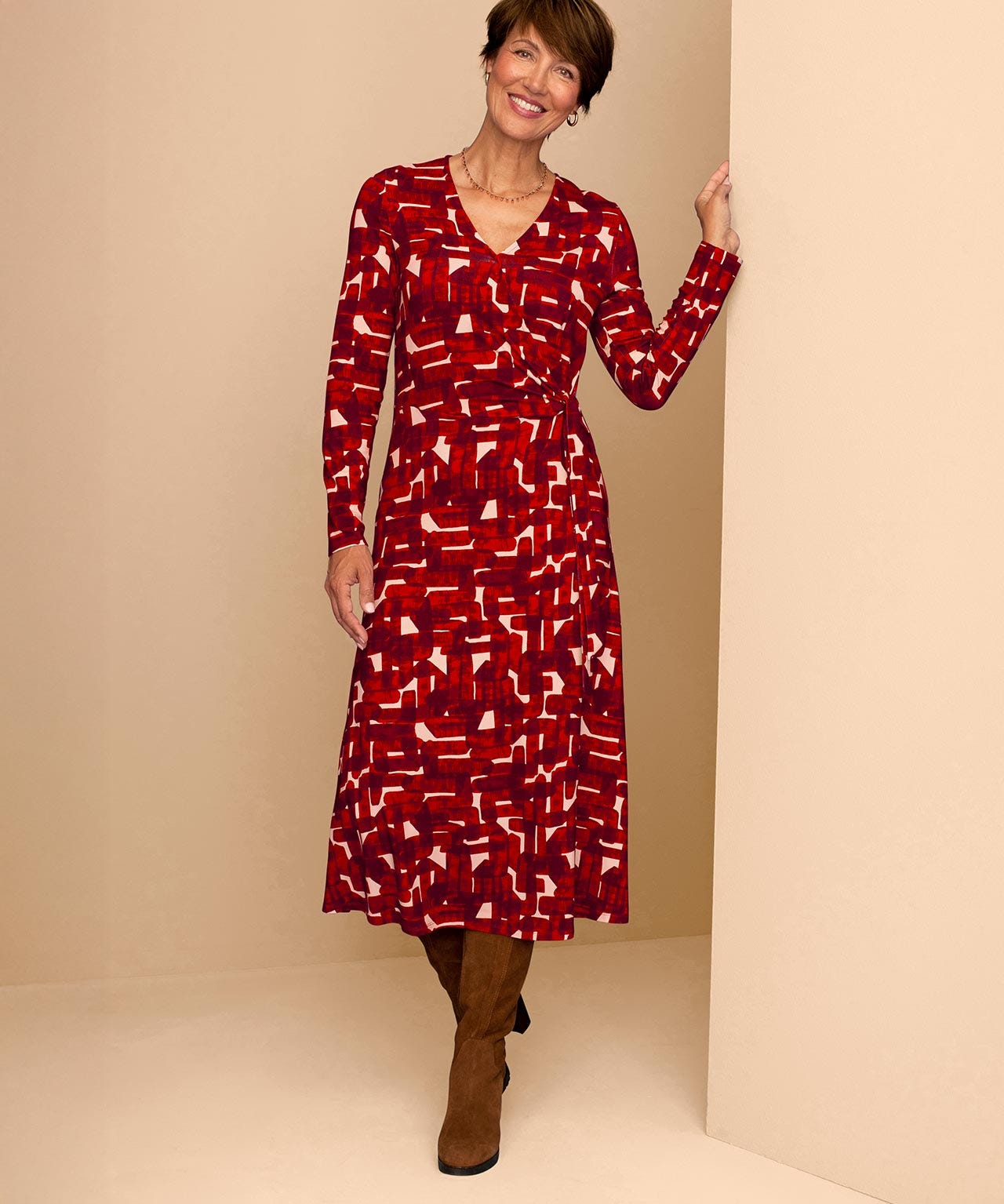 Graphic Print Jersey Wrap Dress